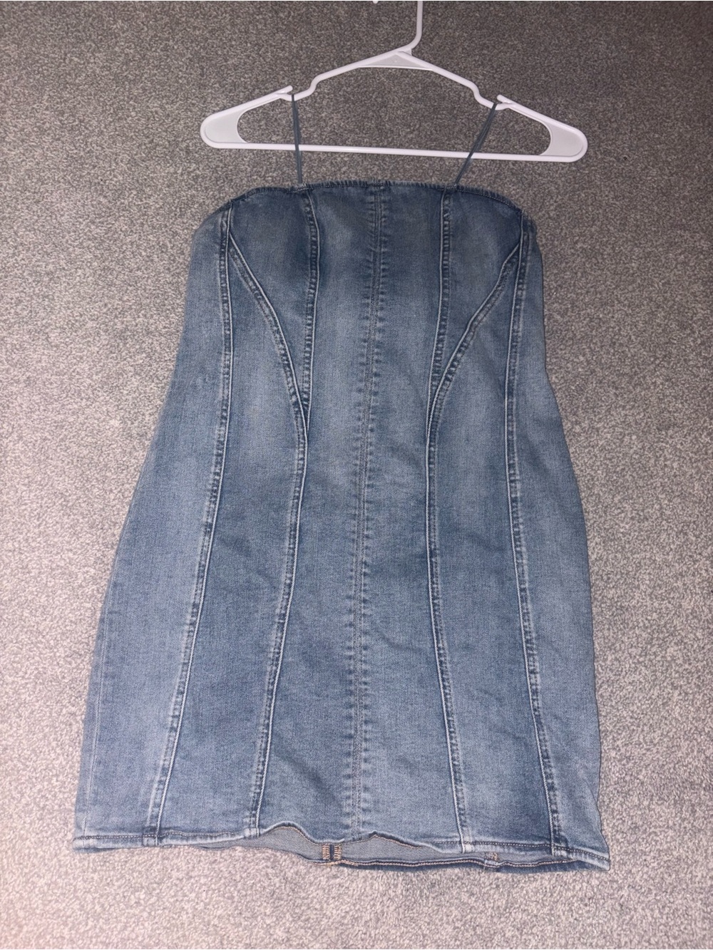 Garage Strapless Denim Mini Dress - Light Blue